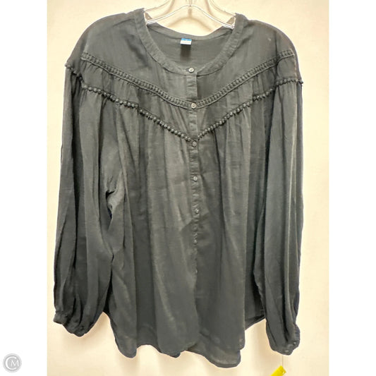 Blouse Long Sleeve By Old Navy In Grey, Size: Xl