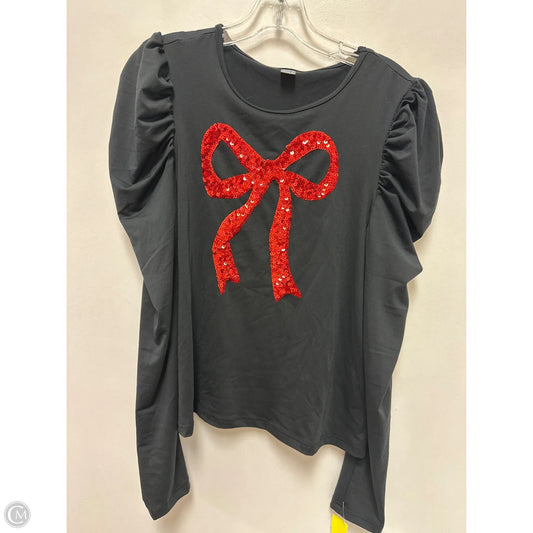 Top Long Sleeve By Shein In Black & Red, Size: L