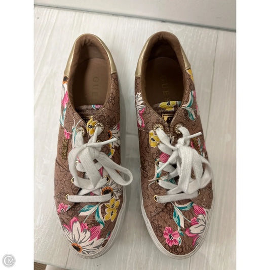 Shoes Sneakers By Guess In Floral Print, Size: 10