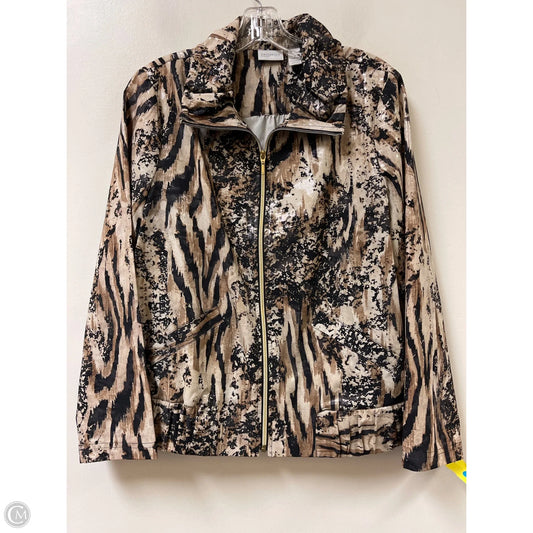 Jacket Windbreaker By Chicos In Black & Brown, Size: M