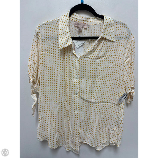Blouse Short Sleeve By Philosophy In White & Yellow, Size: Xl