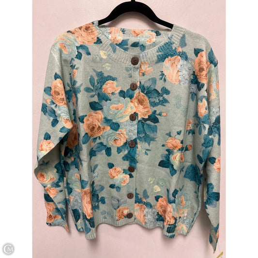 Sweater Cardigan By Clothes Mentor In Floral Print, Size: 1x