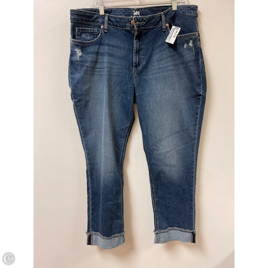 Jeans Cropped By Lee In Blue Denim, Size: 18
