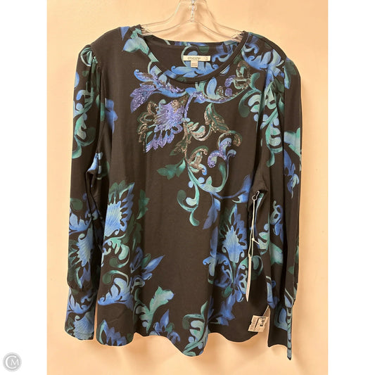 Top Long Sleeve By Chicos In Black & Blue, Size: 1x