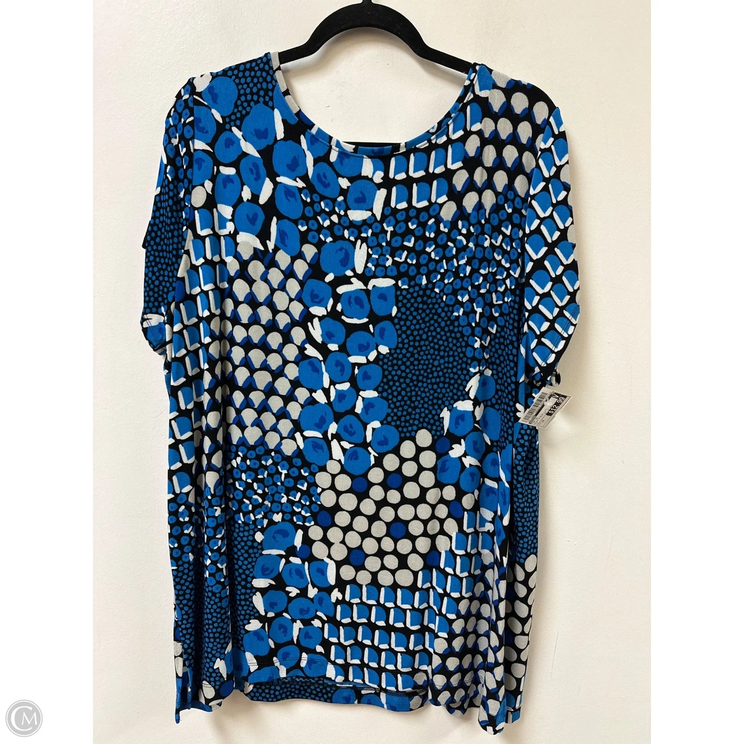 Top Short Sleeve By Chicos In Black & Blue, Size: 1x