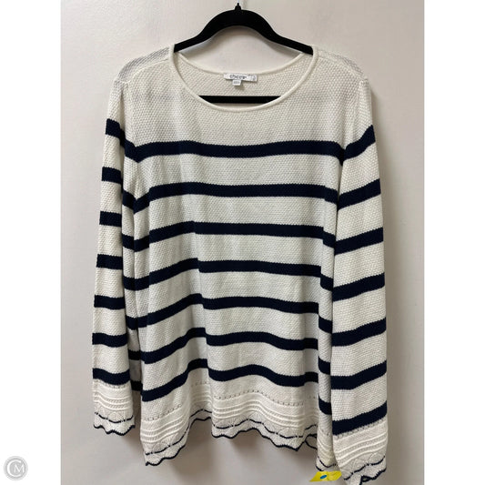 Sweater By Chicos In Blue & White, Size: 1x
