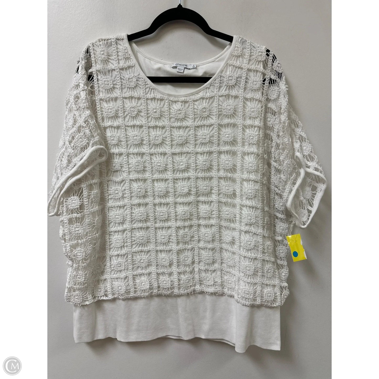 Top Short Sleeve By Chicos In White, Size: 1x