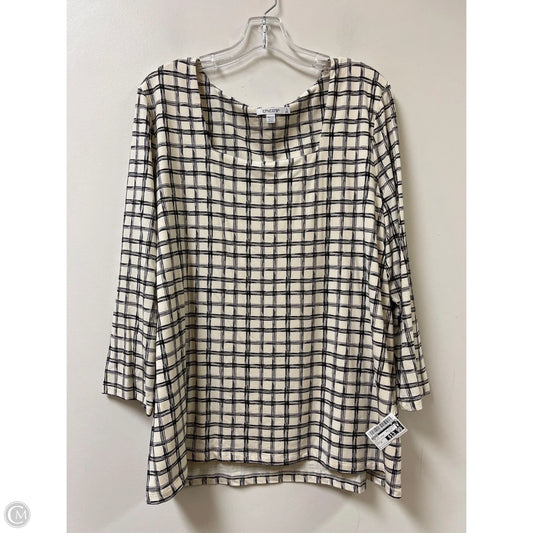 Top Long Sleeve By Chicos In Black & Cream, Size: 1x