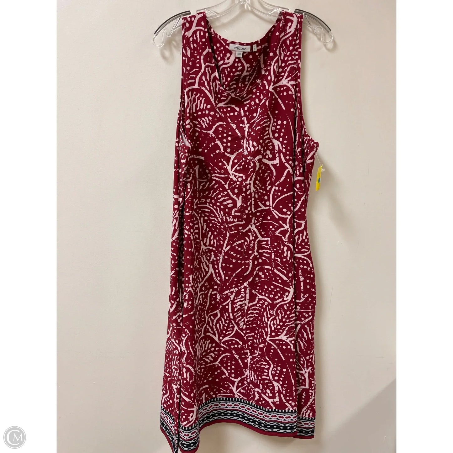 Dress Casual Maxi By Chicos In Red & White, Size: 1x