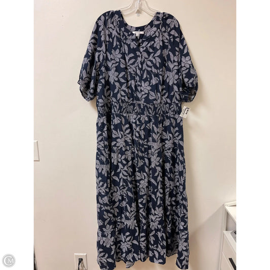 Dress Casual Maxi By Chicos In Blue & White, Size: 1x