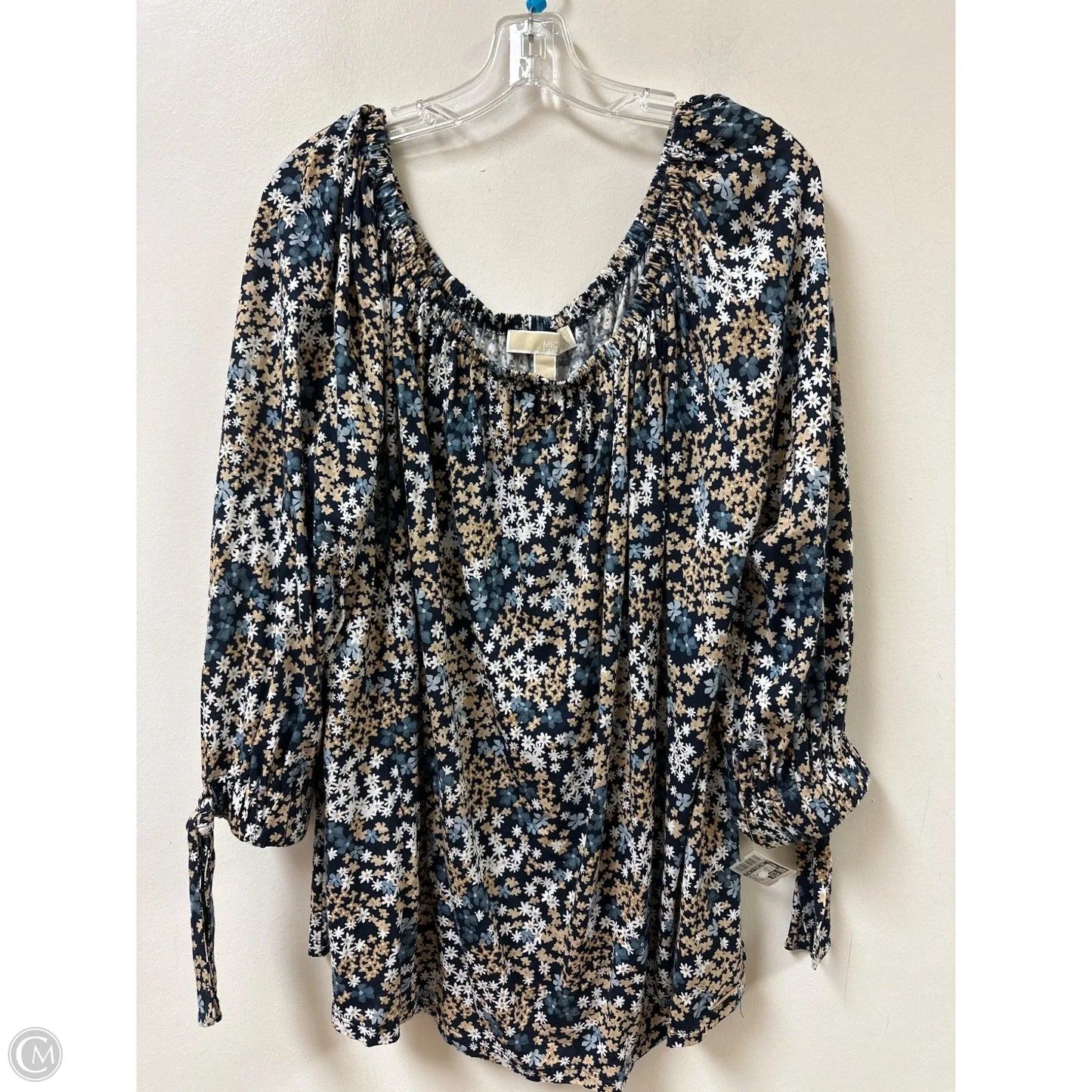 Top Long Sleeve By Michael By Michael Kors In Blue & Cream, Size: 3x