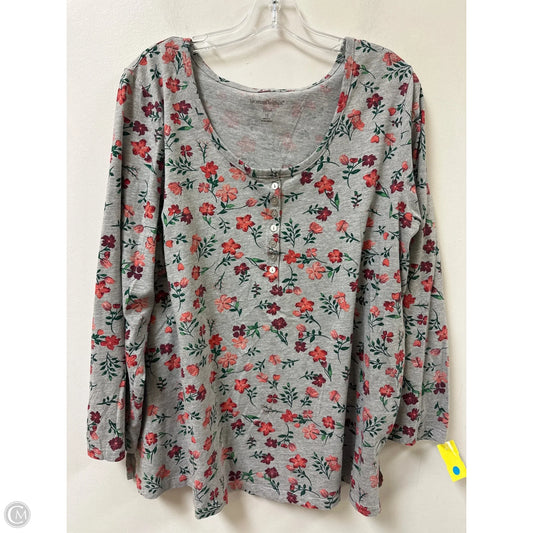 Top Long Sleeve By Woman Within In Floral Print, Size: 1x