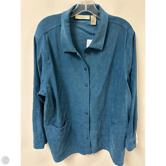 Blouse Long Sleeve By Appleseeds In Blue, Size: 2x