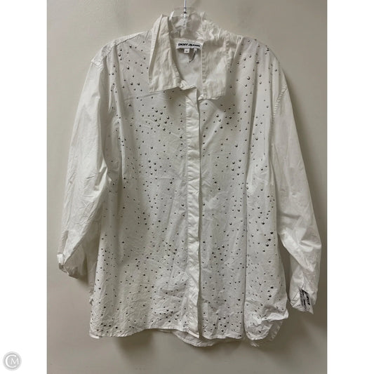 Blouse Long Sleeve By Dkny In White, Size: 3x