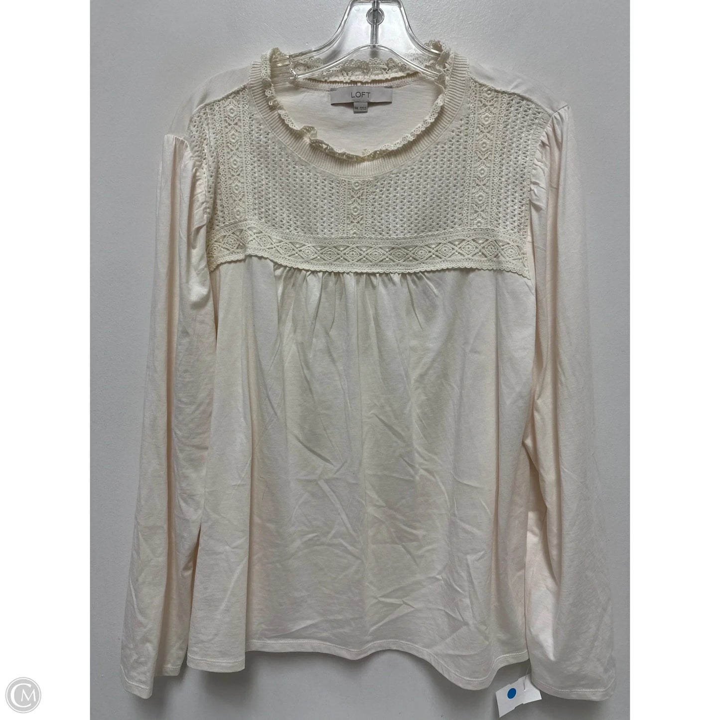 Top Long Sleeve By Loft In Cream, Size: 1x