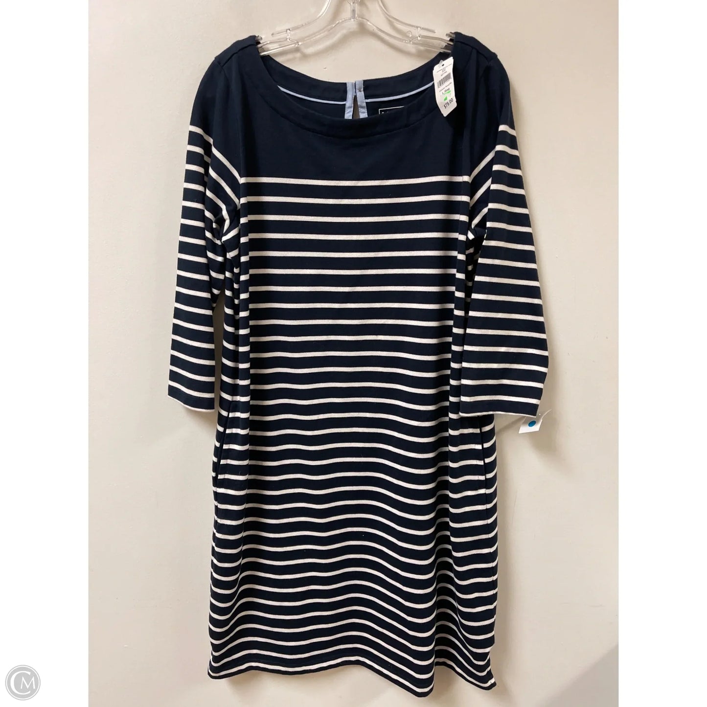 Dress Casual Midi By L.l. Bean In Blue & White, Size: L