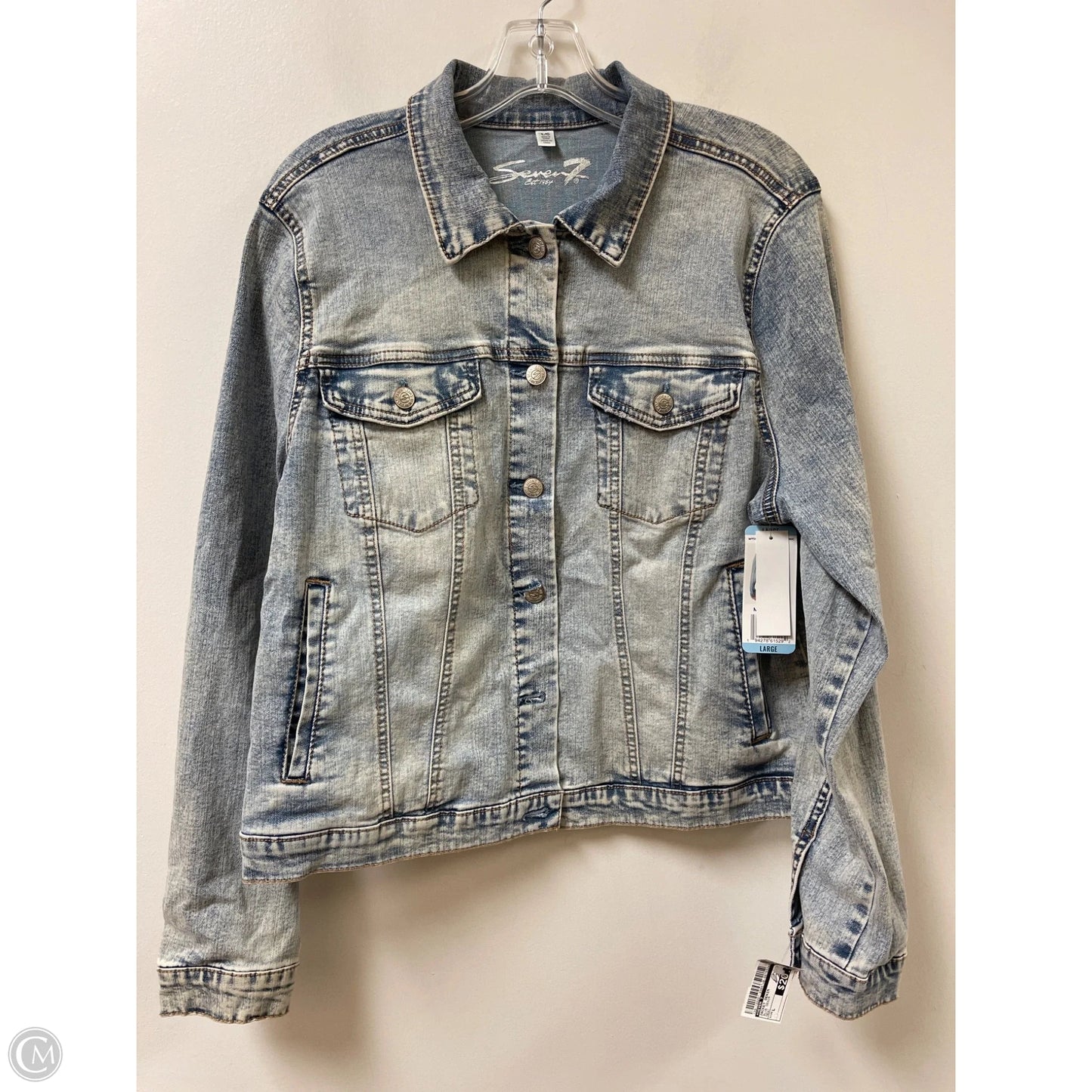 Jacket Denim By Seven 7 In Blue Denim, Size: L
