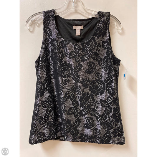 Top Sleeveless By Chicos In Black & Silver, Size: S