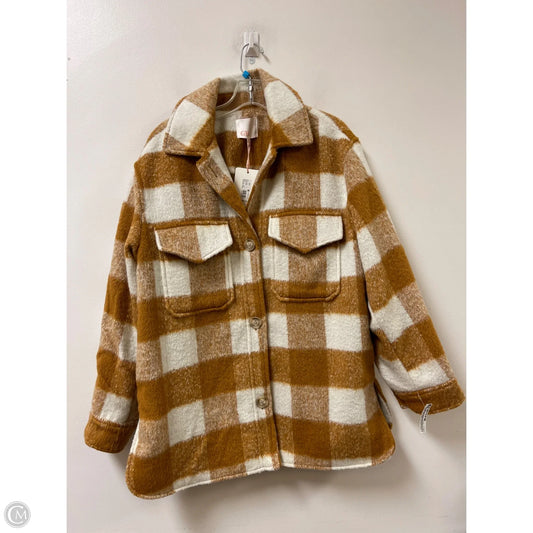 Jacket Shirt By Gianni Bini In White & Yellow, Size: M