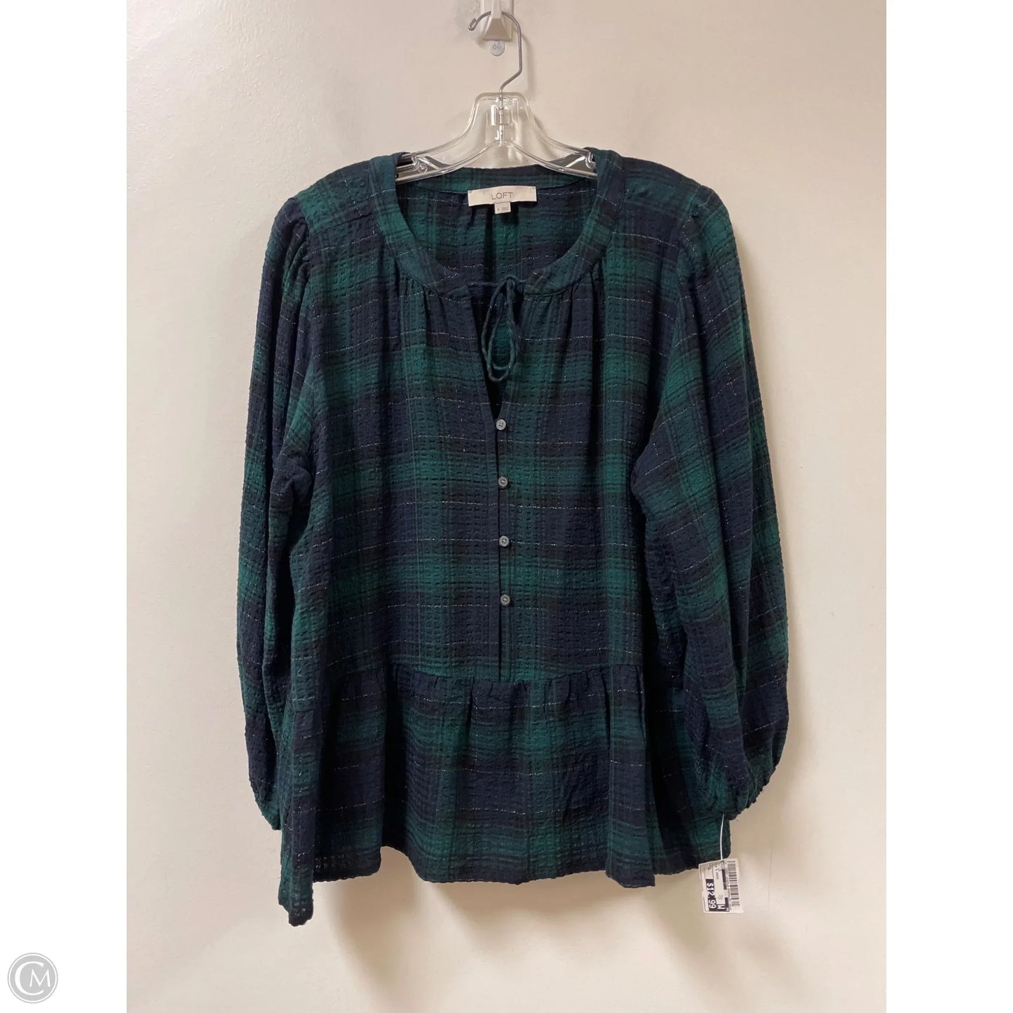 Top Long Sleeve By Loft In Blue & Green, Size: Xl