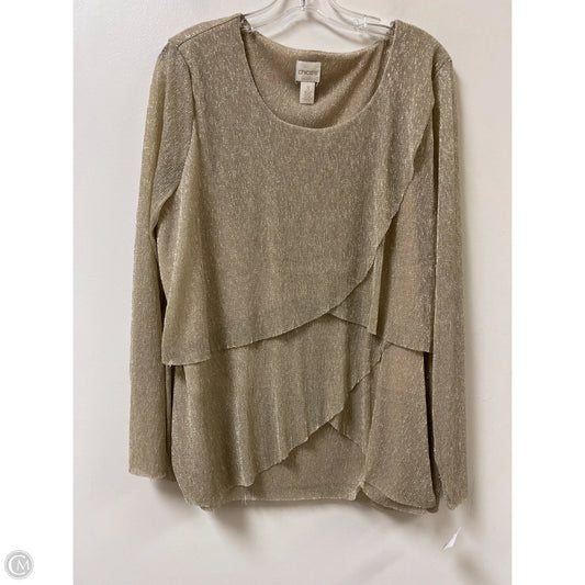Top Long Sleeve By Chicos In Gold, Size: Xl