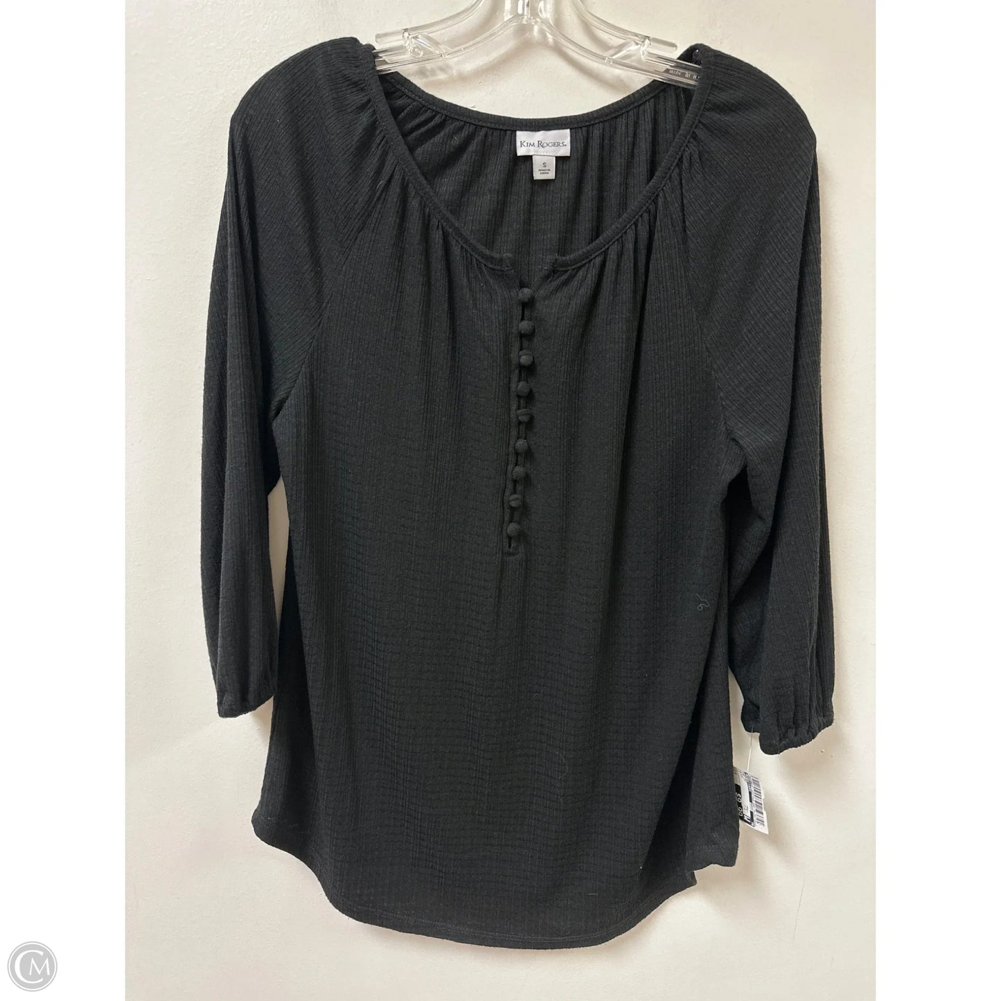 Top Long Sleeve By Kim Rogers In Black, Size: S
