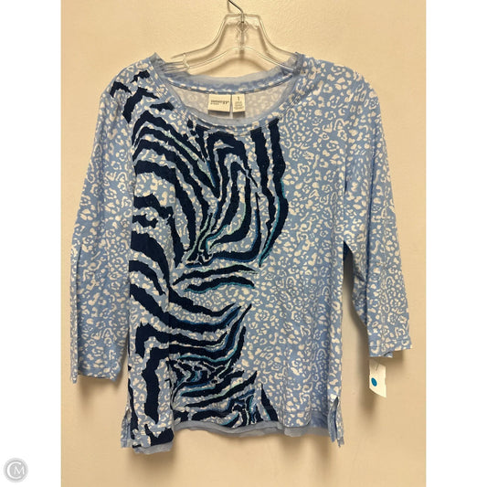 Top Long Sleeve By Chicos In Blue & White, Size: M