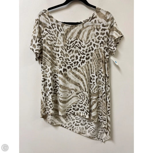 Top Short Sleeve By Chicos In Cream & White, Size: M