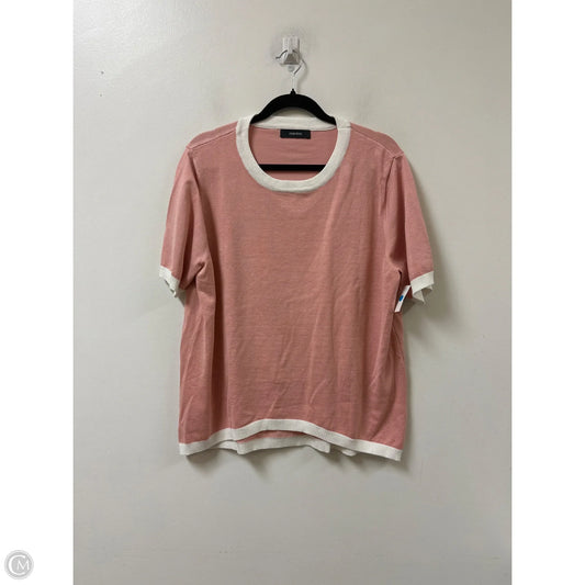 Top Short Sleeve By Dokotoo In Pink & White, Size: L