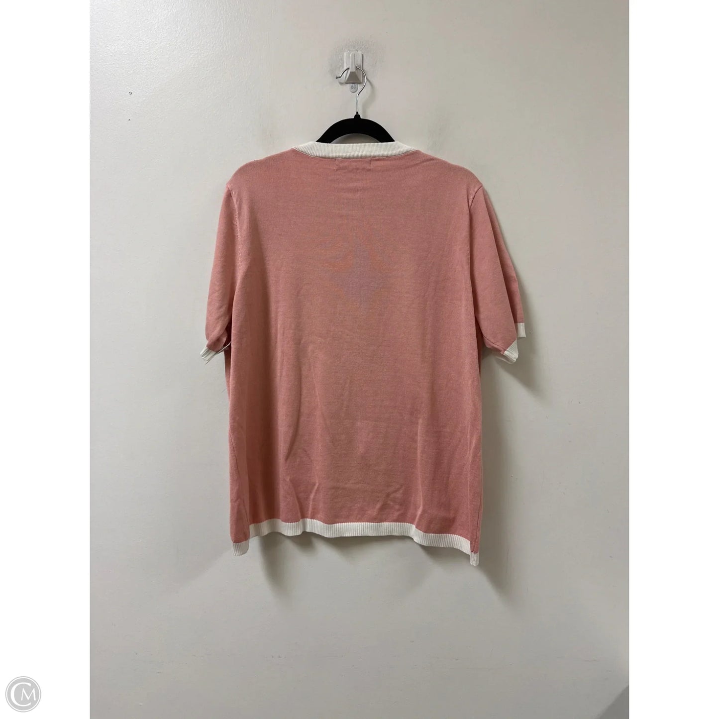 Top Short Sleeve By Dokotoo In Pink & White, Size: L