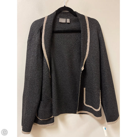 Sweater Cardigan By Chicos In Black & Cream, Size: L