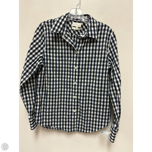 Blouse Long Sleeve By J. Crew In Blue & White, Size: S