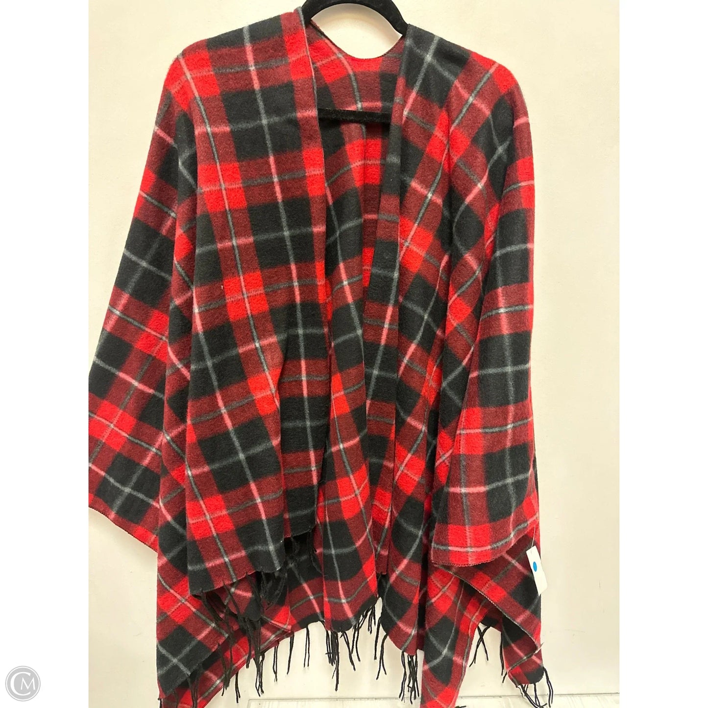 Shawl By Clothes Mentor In Black & Red, Size: Osfm