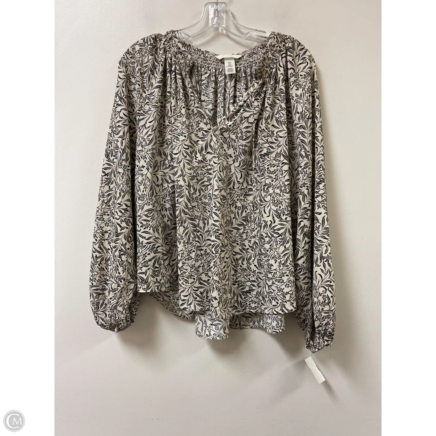 Top Long Sleeve By H&m In Black & Cream, Size: M