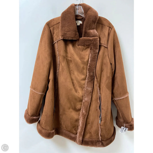 Coat Faux Fur & Sherpa By Style And Company In Brown, Size: 2x