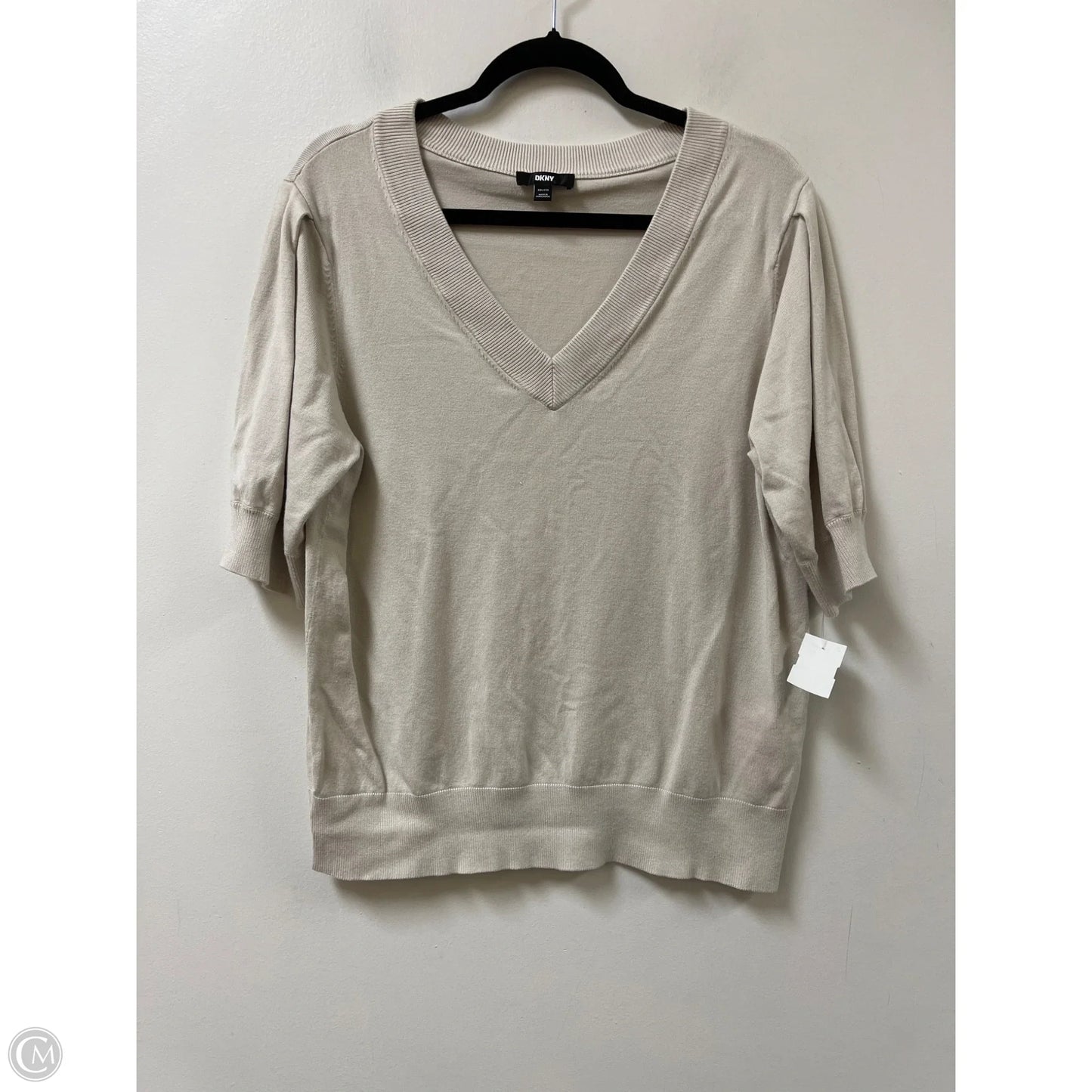 Sweater Short Sleeve By Dkny In Cream, Size: 1x