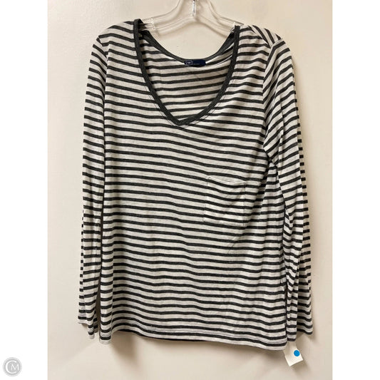 Top Long Sleeve By Gap In Grey & White, Size: L