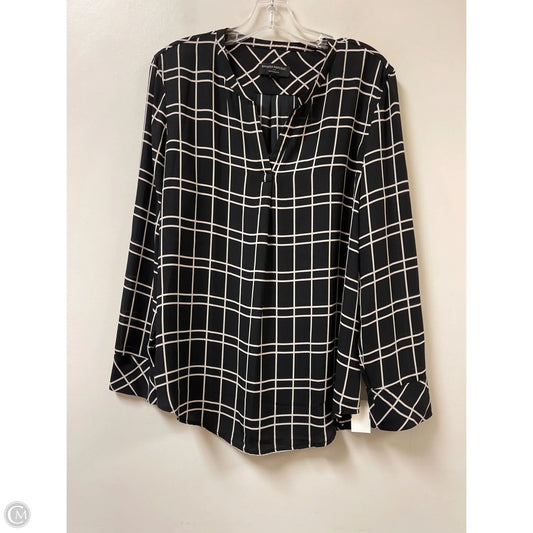 Top Long Sleeve By Banana Republic In Black & Cream, Size: L