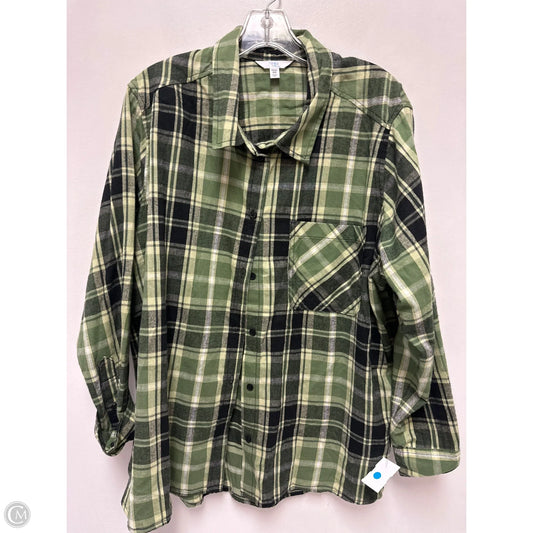 Blouse Long Sleeve By Time And Tru In Green, Size: 3x
