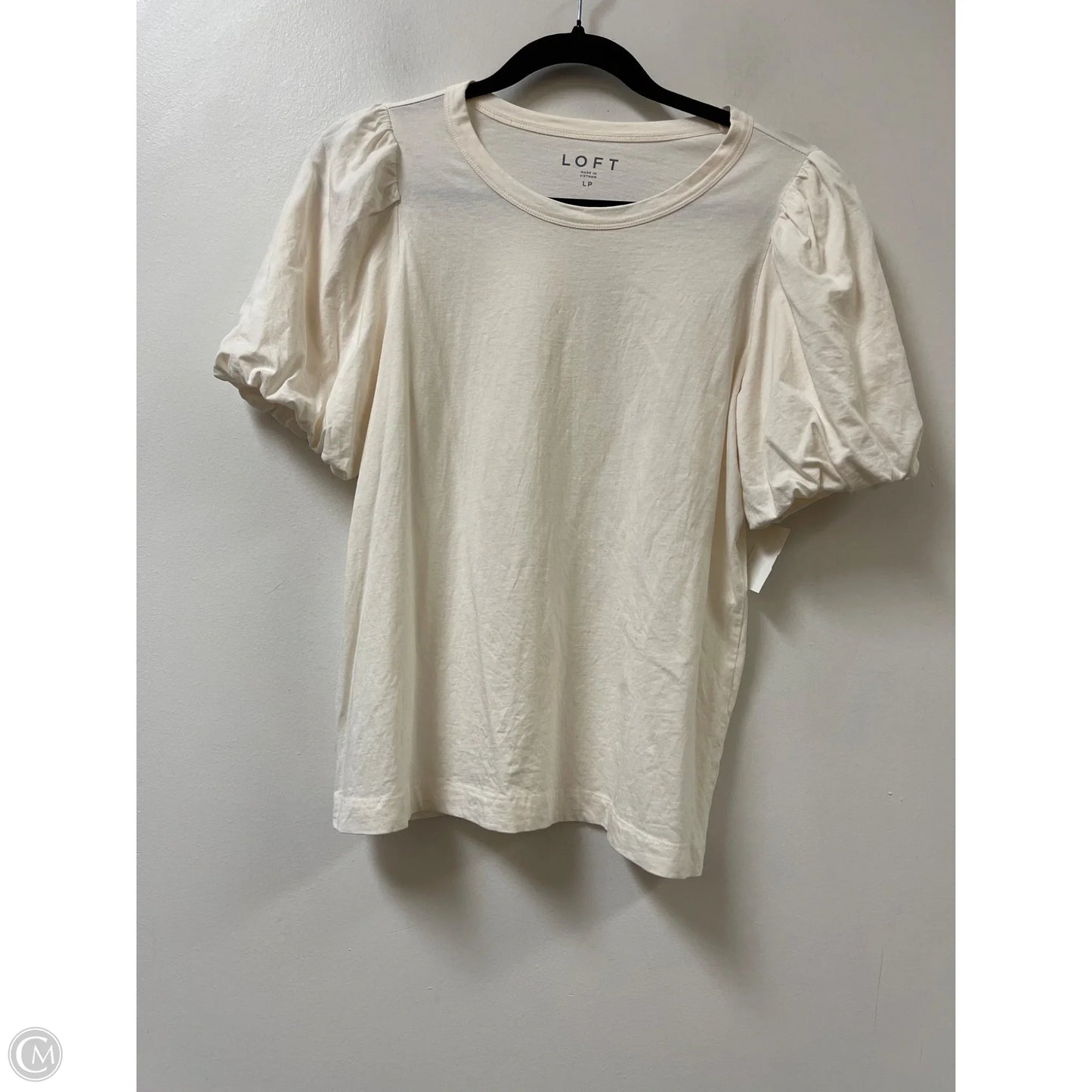 Top Short Sleeve By Loft In Cream, Size: Lp