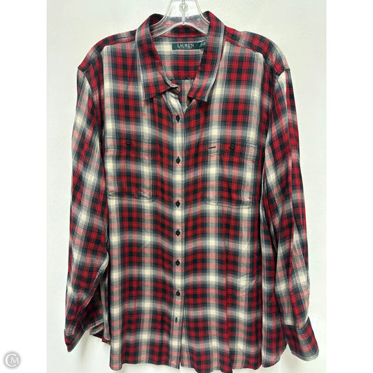 Blouse Long Sleeve By Lauren By Ralph Lauren In Red, Size: 3x