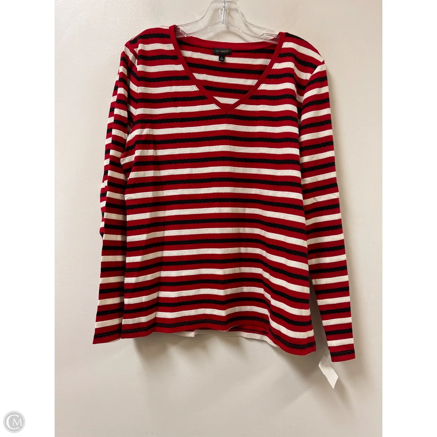Top Long Sleeve By Talbots In Black & Red, Size: L