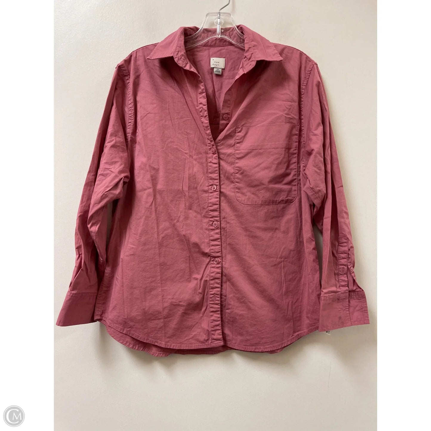 Blouse Long Sleeve By A New Day In Pink, Size: Xs