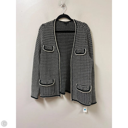 Sweater Cardigan By Talbots In Black & White, Size: L