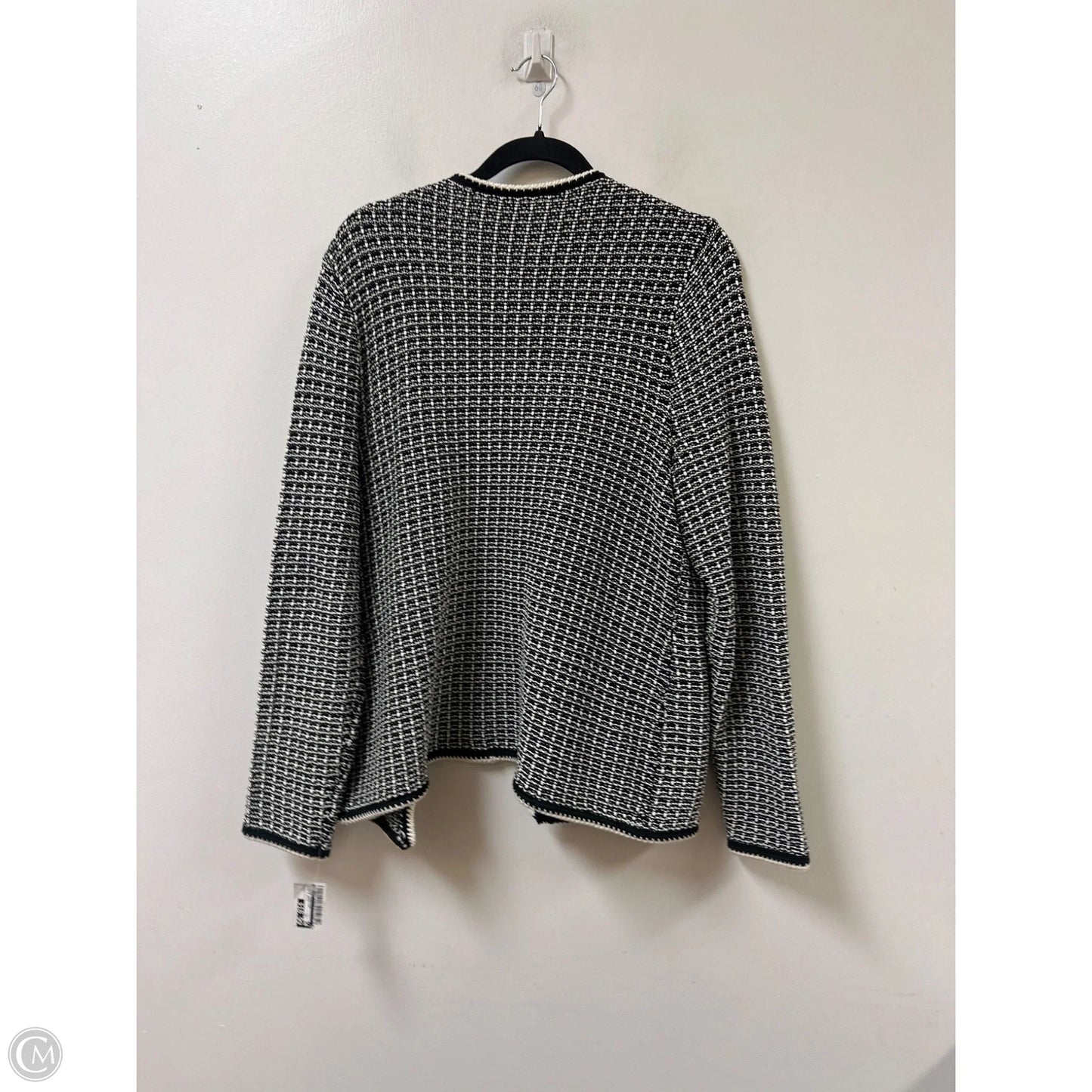 Sweater Cardigan By Talbots In Black & White, Size: L
