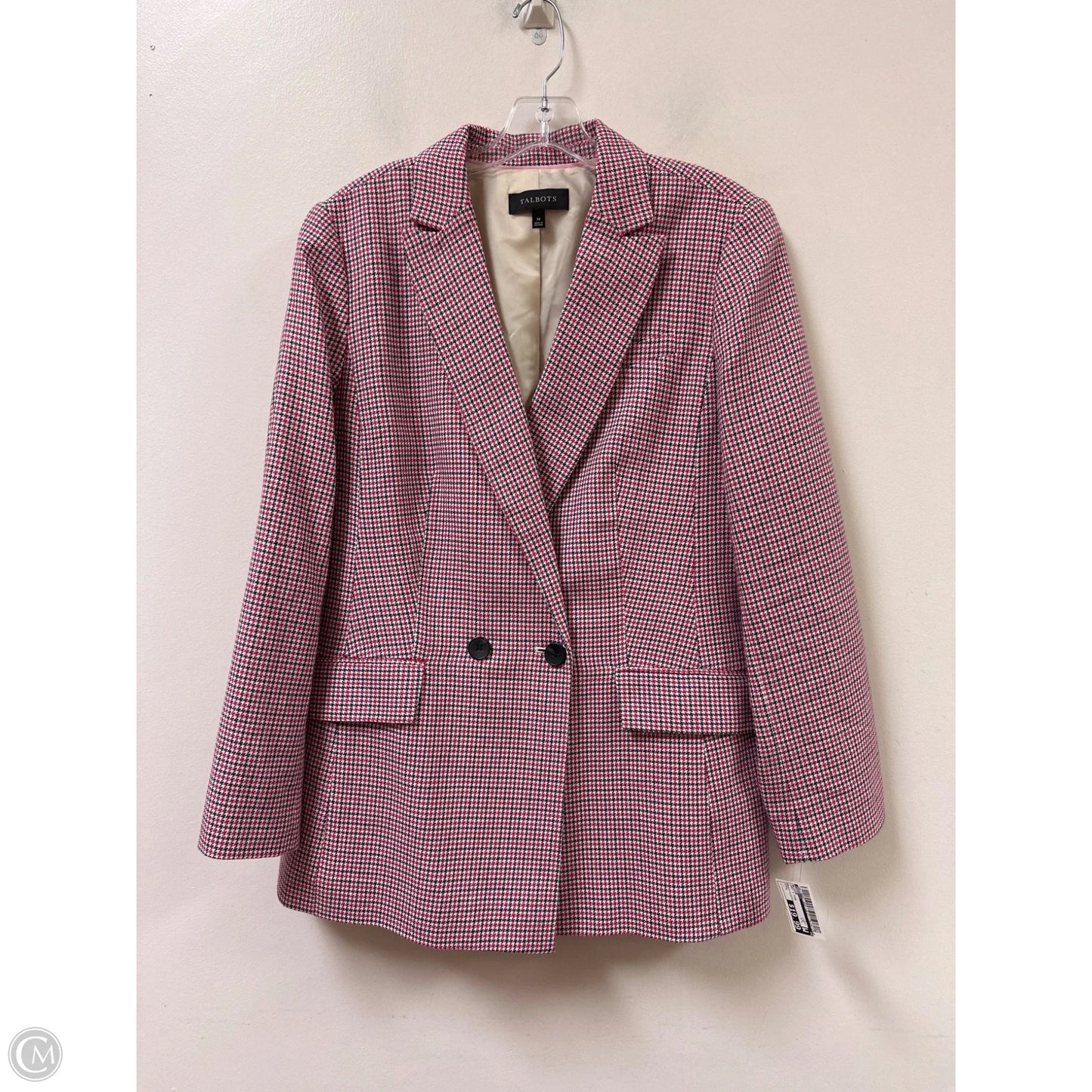 Blazer By Talbots In Grey & Pink, Size: L