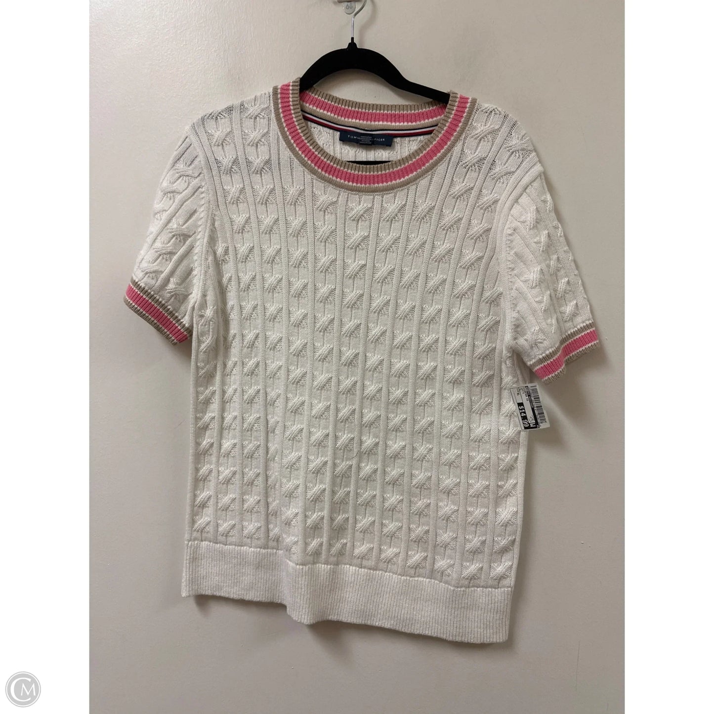 Sweater Short Sleeve By Tommy Hilfiger In White, Size: Xl