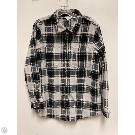 Jacket Shirt By Time And Tru In Grey & Pink, Size: L