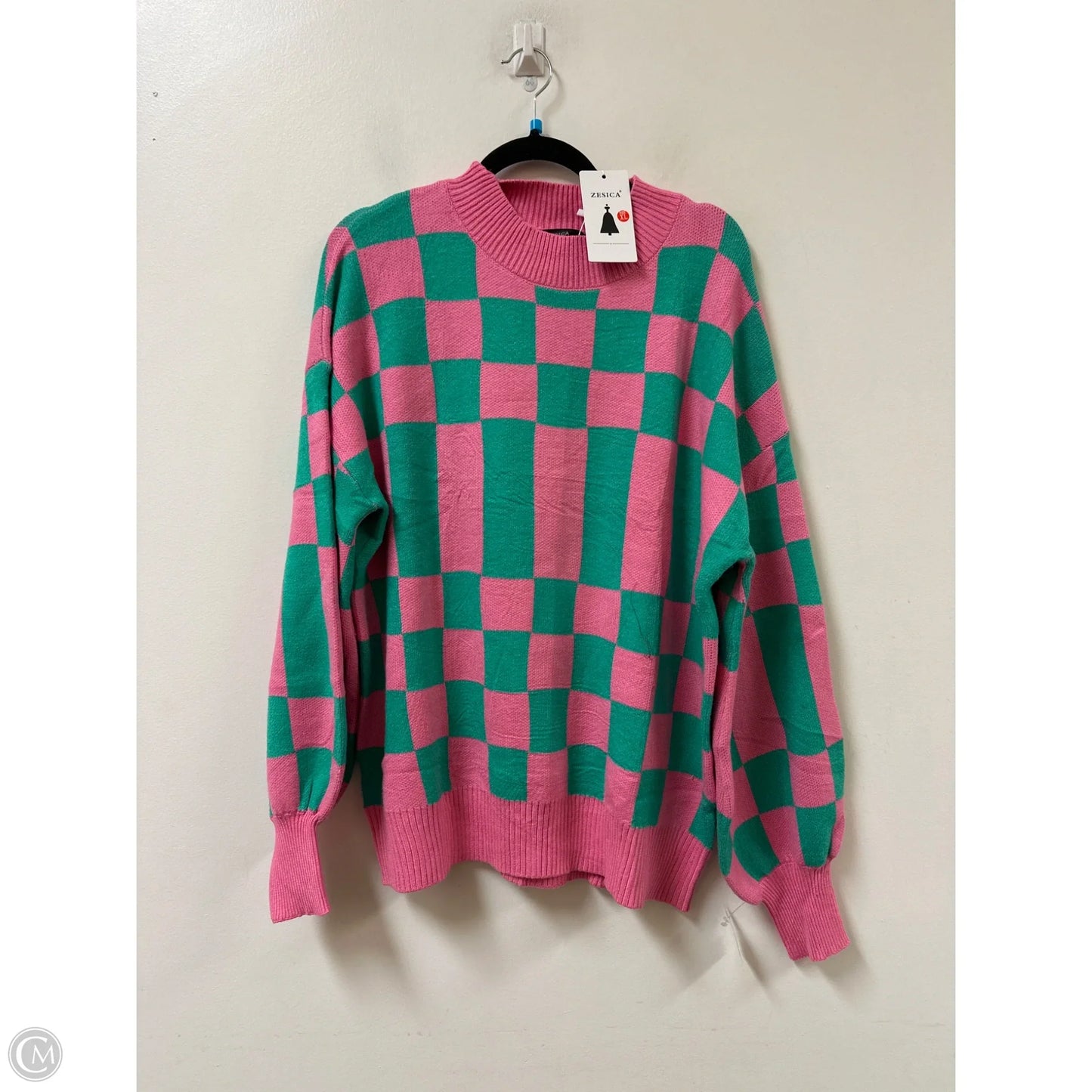 Sweater By Zesica In Green & Pink, Size: Xl