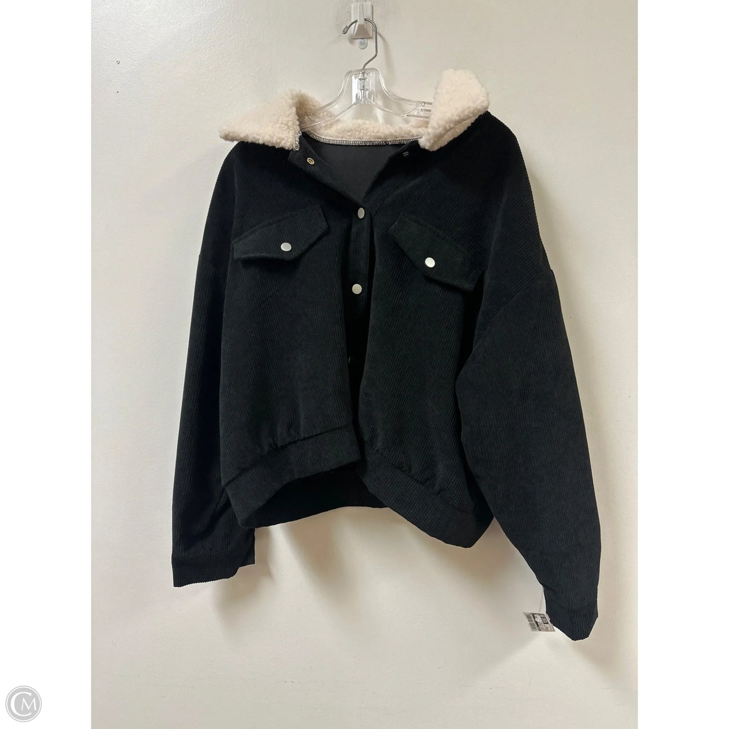 Jacket Faux Fur & Sherpa By Shein In Black & White, Size: 2x